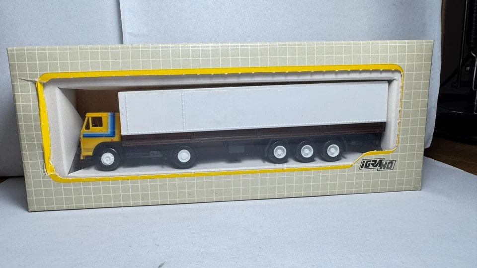 IGRA 1:87 H0 04105 Liaz camion giallo rimorchio con attacco marrone IMBALLO... - Immagine 1 di 3