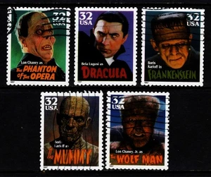 OFF paper #3168-72 Classic Movie Monsters 32c (used set of 5) 1997 _n213 - Picture 1 of 1