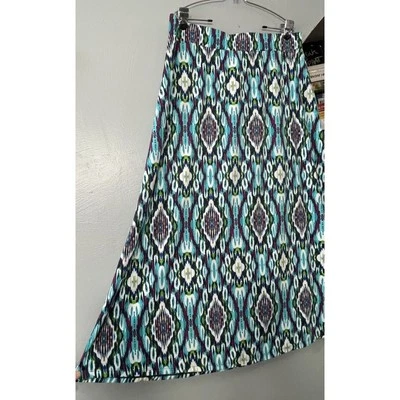 Юбка макси Faded Glory большого размера 1X 16 Вт Aztec Ikat племенная вязаная юго-западная - Изображение 1 из 4