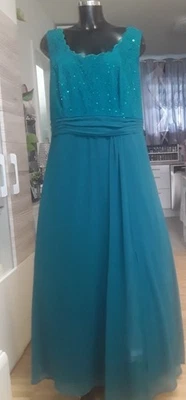 Grünes Abendkleid Spitze u. Pailetten Gr. 50 - Bild 1 von 3