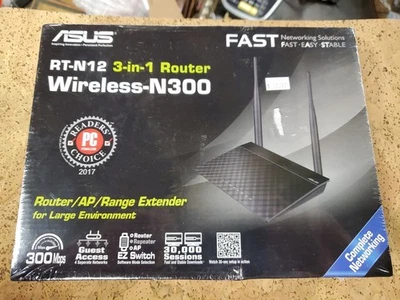 ASUS RT-N12 Wireless 3-in-1 Router/AP/Range Extender N300 New NIP - Image 1 of 4