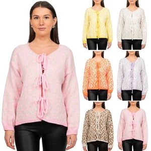 Reichstadt Damen Strickjacke Regular Fit mit Schleifen Stylischer Kontraststich - Picture 1 of 51