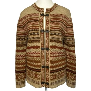 Telluride Clothing Co Nordic Fair Isle Strickjacke Pullover Wolle Metallverschluss S - Bild 1 von 7