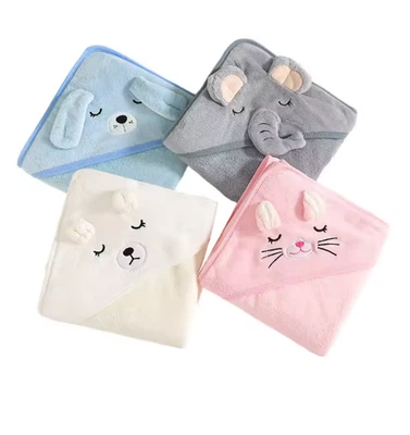 Cartoon Animal Baby Hooded Bath Towel – Soft Swaddle Wrap for Boys & Girls - image 1 of 4