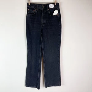 Pantalones de mezclilla rectos de tiro alto negros talla 6 Topshop nuevos con etiquetas para mujer - Imagen 1 de 7