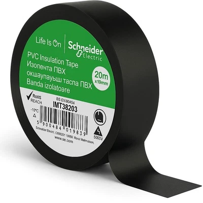 Schneider Electric Premium PVC Electrical Tape Black 19mm x 20m – x  - Image 1 of 4