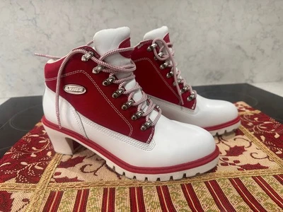 LUGZ RED WHITE High Heeled Chunky Block Boots WOMEN’S 6 1/2 EXCELLENT - Image 1 of 4