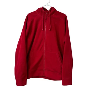 Old Navy Mens Sz XL Red Fleece Full Zip Hooded Lined Sweatshirt Jacket Y2K - Picture 1 of 5