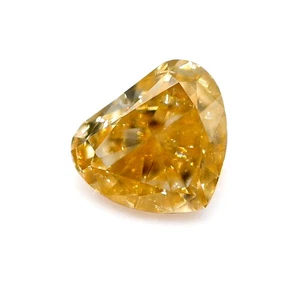 0.29 Carat Natural Fancy Intense Orangy Yellow Diamond Heart SI2 GIA Certified - Picture 1 of 7
