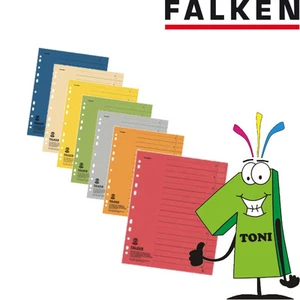 100 Falken Trennblätter A 4 Karton 240 x 300 mm liniert verschiedene Farben - Bild 1 von 8