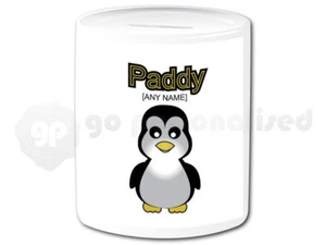 Personalised Ceramic Money Box- Penguin Design - Picture 1 of 1