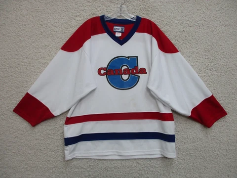VINTAGE Kobe Canada Jersey Medium Adult White Red Hockey Logo Classic Fit Mens M Cover
