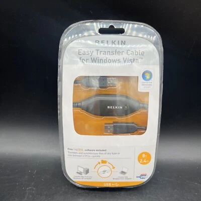 BELKIN EASY TRANSFER CABLE LAPTOP PC COMPUTER USB to USB SYNC FILES, NEW FACTORY - Image 1 of 4