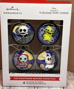 Hallmark Ornament Set 4 Mini Figs Nightmare Before Christmas Jack Zero Oogie NEW - Picture 1 of 5
