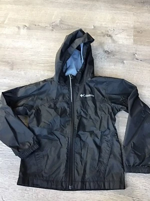 Columbia Youth Kids Size 6 7 6/7 XS Black Hooded Windbreaker Jacket Full Zip - Image 1 of 4