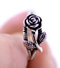 Vintage Retro Style Antique Silver Coloured Rose Open Ring, Uk Size L