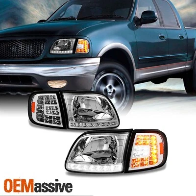 Fit 1997-2003 Ford F150 /97-02 Expedition Headlights +LED Corner Signal Lights - Image 1 of 4