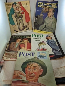 5 Vintage THE SATURDAY EVENING POST MAGAZINES 1942: Feb (x2) Apr Sept Dec - Imagen 1 de 7