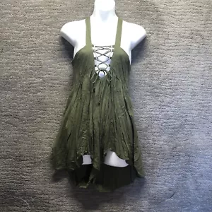 Mono para mujer Addie con correa verde sólido espalda cruzada suelta abertura ancha pierna - Imagen 1 de 8