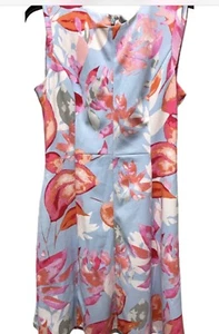 Vince Camuto Sleeveless Blue And Pink,Peach And Cream Floral Dress Sz 4 NWT - Picture 1 of 8