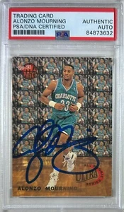 Alonzo Mourning auto signed 1993 Fleer RC Charlotte Hornets PSA Encap - Picture 1 of 3