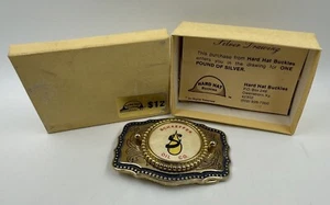 Vintage SCHAEFFER OIL CO. Belt Buckle HARD HAT BUCKLES OWENSBORO KENTUCKY w Box - Picture 1 of 8