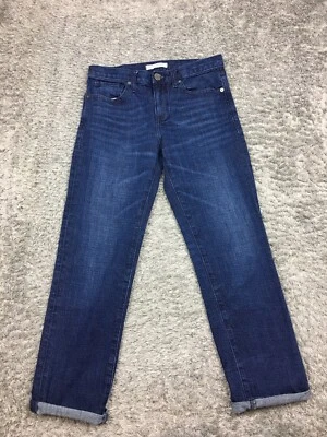 Pantalones de mezclilla Banana Republic Boyfriend para mujer talla 28 azul lavado oscuro con puños Foto 1 de 4