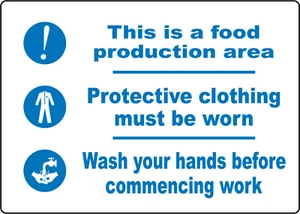 OSHA SAFETY THIS IS A FOOD PRODUCTION AREA ADVERTERN | Calcomanía adhesiva de vinilo para letrero - Imagen 1 de 3