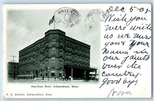 Postal antigua de 1905 Carl-Leon Hotel & Restaurant Building Independence Kansas - Imagen 1 de 2