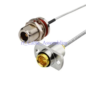 RF Microwave Coax Cable 20cm N-Type Female bulkhead O-ring to BMA Female RG405 - Picture 1 of 3