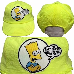 Vtg Bart Simpson Snapback Hat The Simpsons Fox TV Show 1990 Logo Nylon Cap - Picture 1 of 14