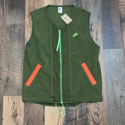 Nike Sportswear Essential Sherpa Fleece Zip Up Vest NWT Large Olive Green  Foto 1 de 4