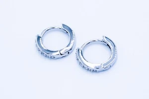 Zircon Sterling Silver Hoop Earrings - Picture 1 of 4