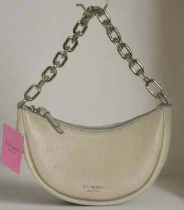 Kate Spade Smile Leather Crossbody Small Beige Top Hndle Chain Bag Milk Glass. - Picture 1 of 12