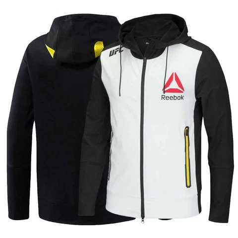 Reebok UFC FK Walkout Blank White Black Hoodie Mens Full Zip UFC Jacket NEW Cover