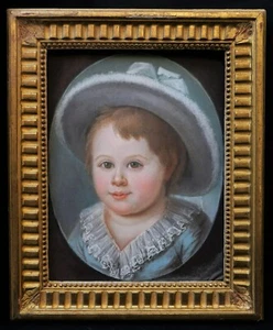 Portrait enfant pastel Guillaume Vandebergue 18ème siècle dessin tableau ancien - Imagen 1 de 6