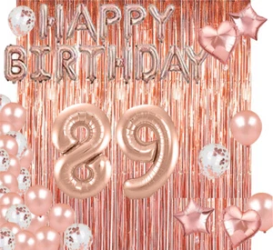 Rose Gold 89th Happy Birthday Photo Background Balloon Party Decoration Supplies - Picture 1 of 6