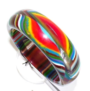 Sobral Rainbow Streak Stripes & Eye Pop Art Day PB24 Artist Made Armreif Armband - Bild 1 von 7