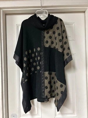 Poncho Suéter Zoe Michael Phillips Lunares Cuero Sintético Cuello Alto XL Negro Foto 1 de 4