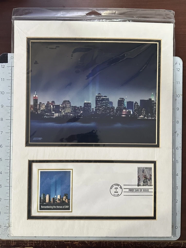 2002 USPS 9/11 First Day of Issue Matted Photo "Heroes - Ground Zero" USA Sealed - Image 1 of 1