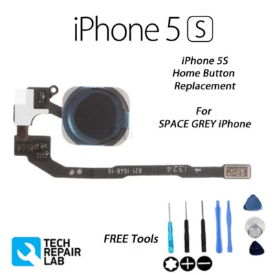 NEW iPhone 5S Complete Home Return Click Button Replacement with Tools - BLACK - Image 1 of 4