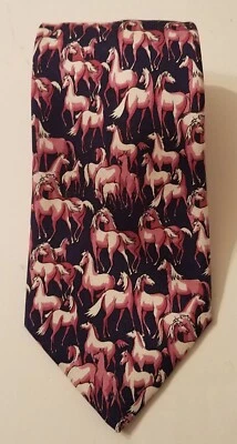 HERMOSO ALAIN FIGARET PARÍS FRANCIA 100% SEDA HECHO A MANO HOMBRES CORBATA CABALLOS 1 DE 2  Foto 1 de 4