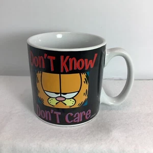 Garfield  "Don't Know Don't Care" Coffee Mug Cup Black Paws burton + Burton 3.5" - Picture 1 of 7