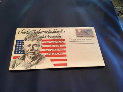 FDC Covers 1977 #1710 CHARLES A LINDBERGH 50th Anniversary 13 Cent Stamp USA - Image 1 of 2