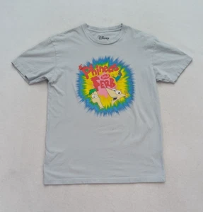T-shirt uomo Disney Phineas e Ferb maglietta grafica manica corta blu chiaro DIFETTI - Foto 1 di 24