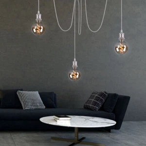 Pendolo Coprire Appesa Lampada Luce Acciaio Opaco Cavo Soggiorno Illuminazione - Foto 1 di 5