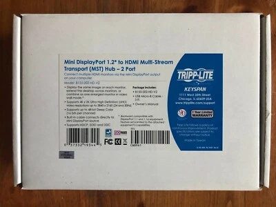 Tripp Lite 2-Port DisplayPort to HDMI Multi Stream Transport Hub B155-002-HD-V2 - Image 1 of 4