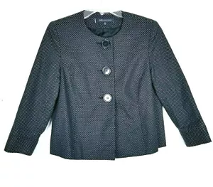 Anne Klein Blazer Damen Größe 4 schwarz weiß gepunktet Jacke gefüttert - Bild 1 von 12