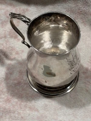 c.1760 纯银盔甲洗礼杯 AL 殖民地美国莱斯托金 — 第 1/4 张图片