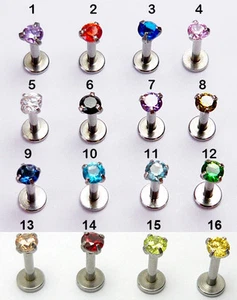 Lippenpiercing Ohrpiercing Labret Ohrstecker Helix Tragus Ohr Zikonia Kristall - Bild 1 von 2